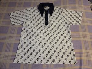 Vintage 70s Goodyear Daggar Collar Button Polo Shirt AOP Blimp Rare Tires Racing